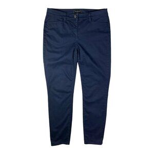 Talbots Size 8 Long Navy Blue Cotton Pants Slim Leg